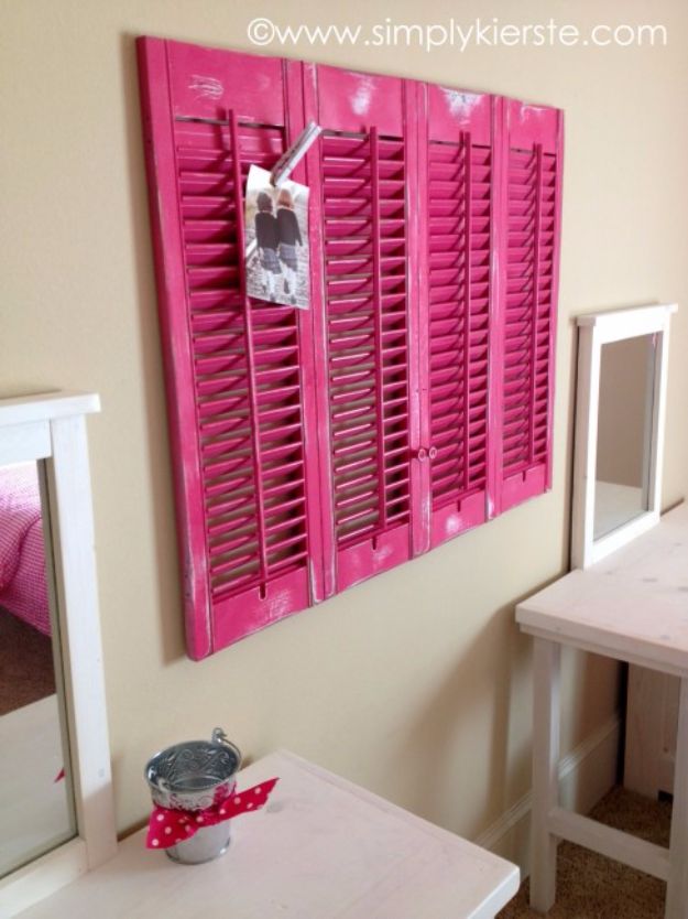 Best DIY Room Decor Ideas for Teens and Teenagers - DIY Shutters Clipboard - Best Cool Crafts, Bedroom Accessories, Lighting, Wall Art, Creative Arts and Crafts Projects, Rugs, Pillows, Curtains, Lamps and Lights - Easy and Cheap Do It Yourself Ideas for Teen Bedrooms and Play Rooms #teencrafts #diydecor #roomideas #teenrooms #teendecor #diyideas
