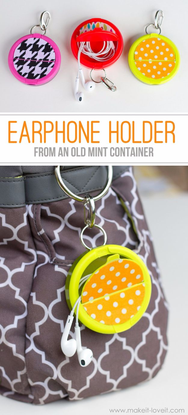 Best DIY Ideas for Teens To Make This Summer - Earphone Holder From Mint Container - Fun and Easy Crafts, Room Decor, Toys and Craft Projects to Make And Sell - Cool Gifts for Friends, Awesome Things To Do When You Are Bored - Teenagers - Boys and Girls Love Making These Creative Projects With Step by Step Tutorials and Instructions #diyideas #summer #teencrafts #crafts
