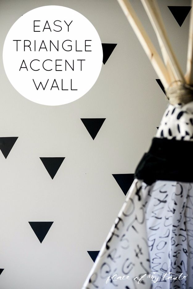 Easy Crafts for Teens - Easy Triangle Accent Wall - Cheap and Easy DIY Projects for Teenagers - Learn Basic Craft Techniques and Tutorials for Learning The Basics for Do It Yourself Projects and Fun Crafts - Easy Step by Step Tutorials for Making Pom Poms, Using a Glue Gun, Painting How To and More - Cool Ideas for Teens, Teenagers and Adults - Cheap Arts and Crafts Ideas and Tips