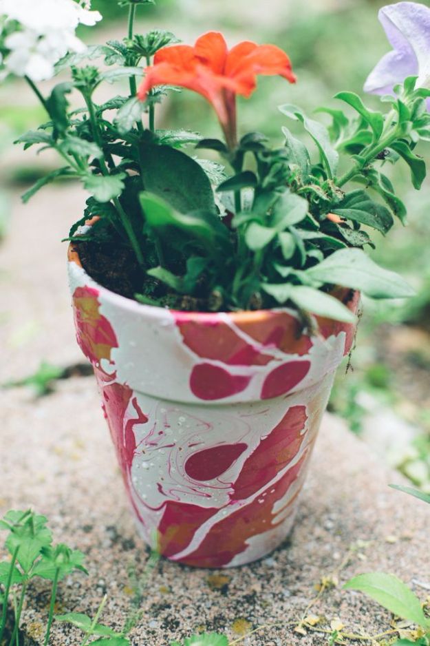 Best DIY Ideas for Teens To Make This Summer - Nail Polish Marbled Planter - Fun and Easy Crafts, Room Decor, Toys and Craft Projects to Make And Sell - Cool Gifts for Friends, Awesome Things To Do When You Are Bored - Teenagers - Boys and Girls Love Making These Creative Projects With Step by Step Tutorials and Instructions #diyideas #summer #teencrafts #crafts