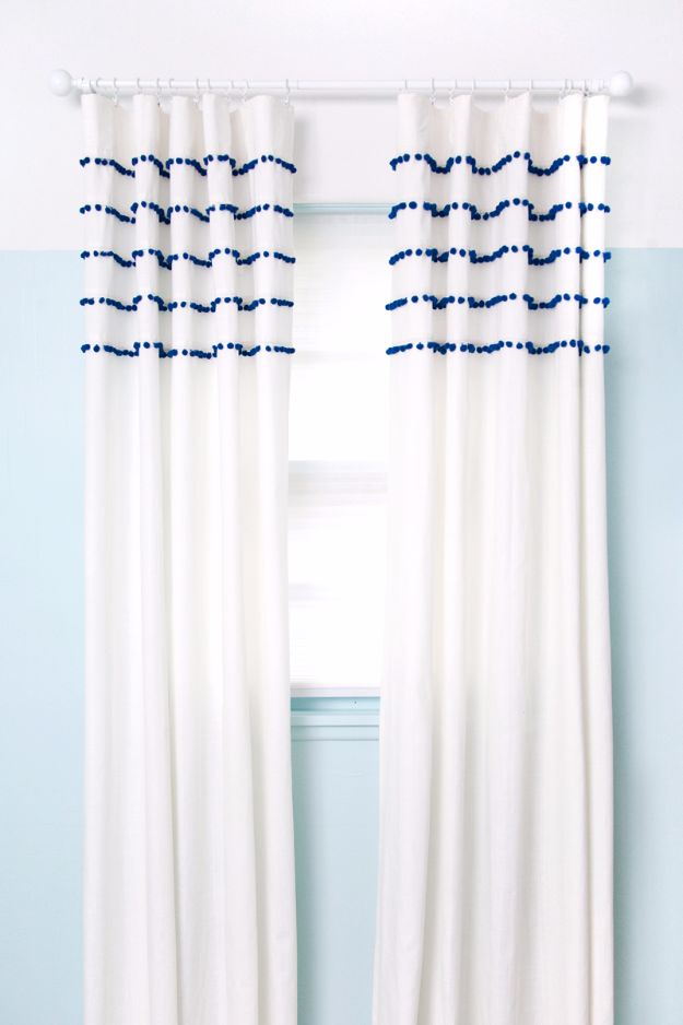 Best DIY Room Decor Ideas for Teens and Teenagers - Pleated Pom Pom Curtains - Best Cool Crafts, Bedroom Accessories, Lighting, Wall Art, Creative Arts and Crafts Projects, Rugs, Pillows, Curtains, Lamps and Lights - Easy and Cheap Do It Yourself Ideas for Teen Bedrooms and Play Rooms #teencrafts #diydecor #roomideas #teenrooms #teendecor #diyideas