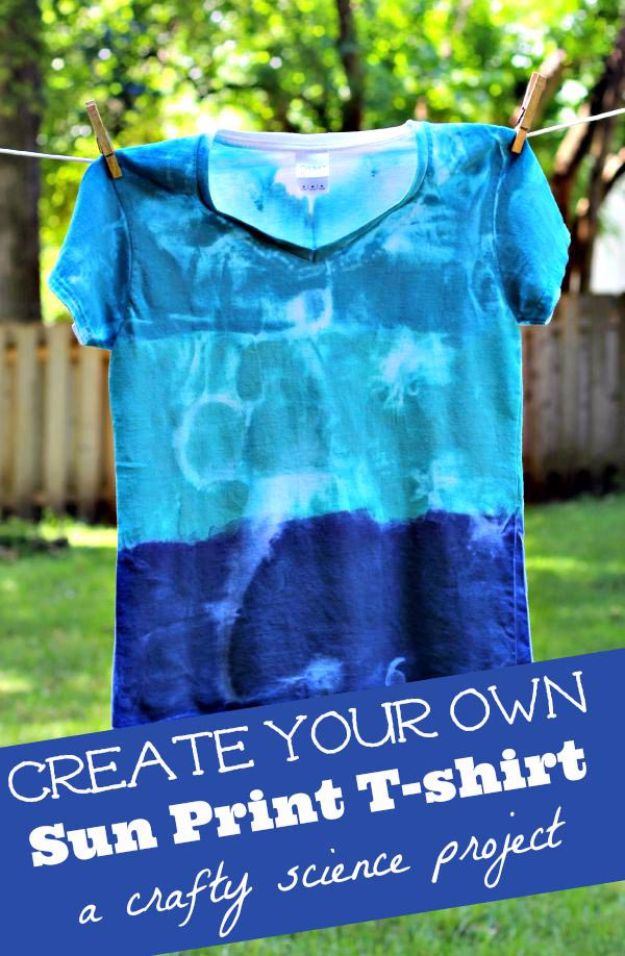 Best DIY Ideas for Teens To Make This Summer - Sun Print Shirts - Fun and Easy Crafts, Room Decor, Toys and Craft Projects to Make And Sell - Cool Gifts for Friends, Awesome Things To Do When You Are Bored - Teenagers - Boys and Girls Love Making These Creative Projects With Step by Step Tutorials and Instructions #diyideas #summer #teencrafts #crafts