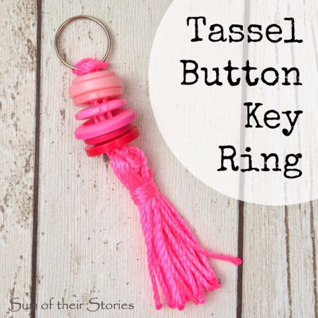 Best DIY Ideas for Teens To Make This Summer - Tassel Button Key Ring - Fun and Easy Crafts, Room Decor, Toys and Craft Projects to Make And Sell - Cool Gifts for Friends, Awesome Things To Do When You Are Bored - Teenagers - Boys and Girls Love Making These Creative Projects With Step by Step Tutorials and Instructions #diyideas #summer #teencrafts #crafts