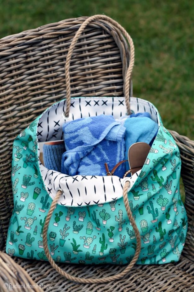 DIY Bags for Summer - Canvas Beach Tote - Easy Ideas to Make for Beach and Pool - Quick Projects for a Bag on A Budget - Cute No Sew Idea, Quick Sewing Patterns - Paint and Crafts for Making Creative Beach Bags - Fun Tutorials for Kids, Teens, Teenagers, Girls and Adults