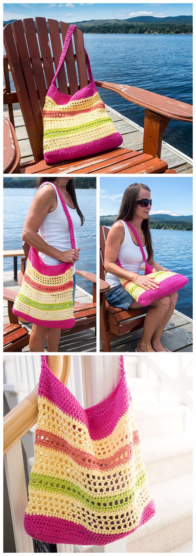 DIY Bags for Summer - Crochet Beach Tote Bag - Easy Ideas to Make for Beach and Pool - Quick Projects for a Bag on A Budget - Cute No Sew Idea, Quick Sewing Patterns - Paint and Crafts for Making Creative Beach Bags - Fun Tutorials for Kids, Teens, Teenagers, Girls and Adults