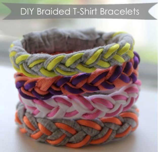 Cool Summer Fashions for Teens - DIY Braided T-Shirt Bracelets - Easy Sewing Projects and No Sew Crafts for Fun Fashion for Teenagers - DIY Clothes, Shoes and Accessories for Summertime Looks - Cheap and Creative Ways to Dress on A Budget 
