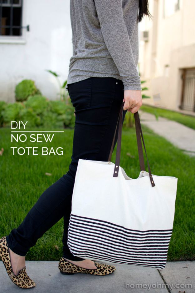 DIY Bags for Summer - DIY No Sew Tote Bag - Easy Ideas to Make for Beach and Pool - Quick Projects for a Bag on A Budget - Cute No Sew Idea, Quick Sewing Patterns - Paint and Crafts for Making Creative Beach Bags - Fun Tutorials for Kids, Teens, Teenagers, Girls and Adults 