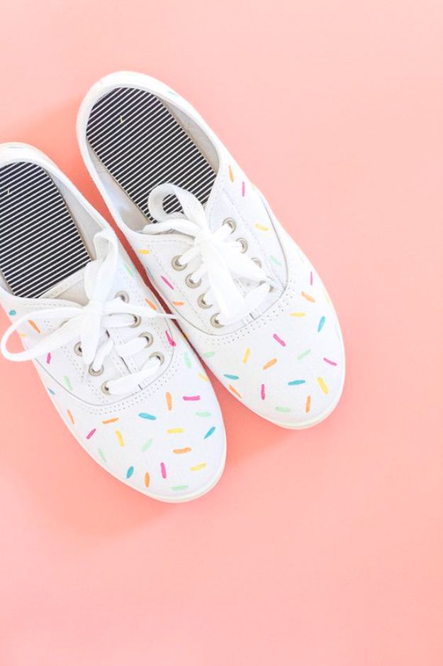 Cool Summer Fashions for Teens - DIY Painted Ice Cream Sprinkles Shoes - Easy Sewing Projects and No Sew Crafts for Fun Fashion for Teenagers - DIY Clothes, Shoes and Accessories for Summertime Looks - Cheap and Creative Ways to Dress on A Budget 