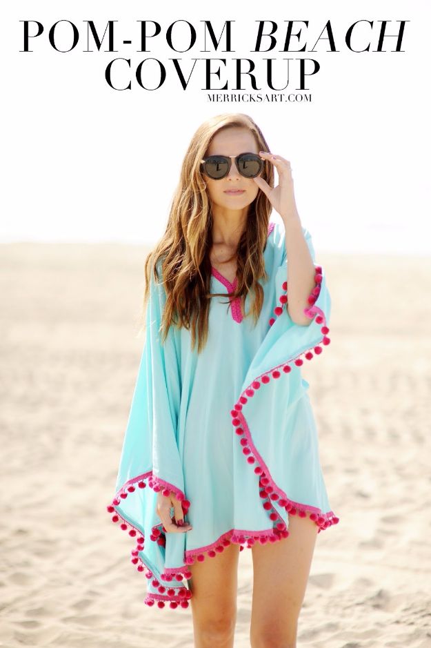 Cool Summer Fashions for Teens - DIY Pom Pom Beach Cover Up - Easy Sewing Projects and No Sew Crafts for Fun Fashion for Teenagers - DIY Clothes, Shoes and Accessories for Summertime Looks - Cheap and Creative Ways to Dress on A Budget 