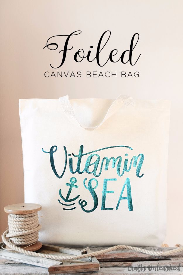 Cool Summer Fashions for Teens - Foiled Canvas DIY Beach Bag - Easy Sewing Projects and No Sew Crafts for Fun Fashion for Teenagers - DIY Clothes, Shoes and Accessories for Summertime Looks - Cheap and Creative Ways to Dress on A Budget 