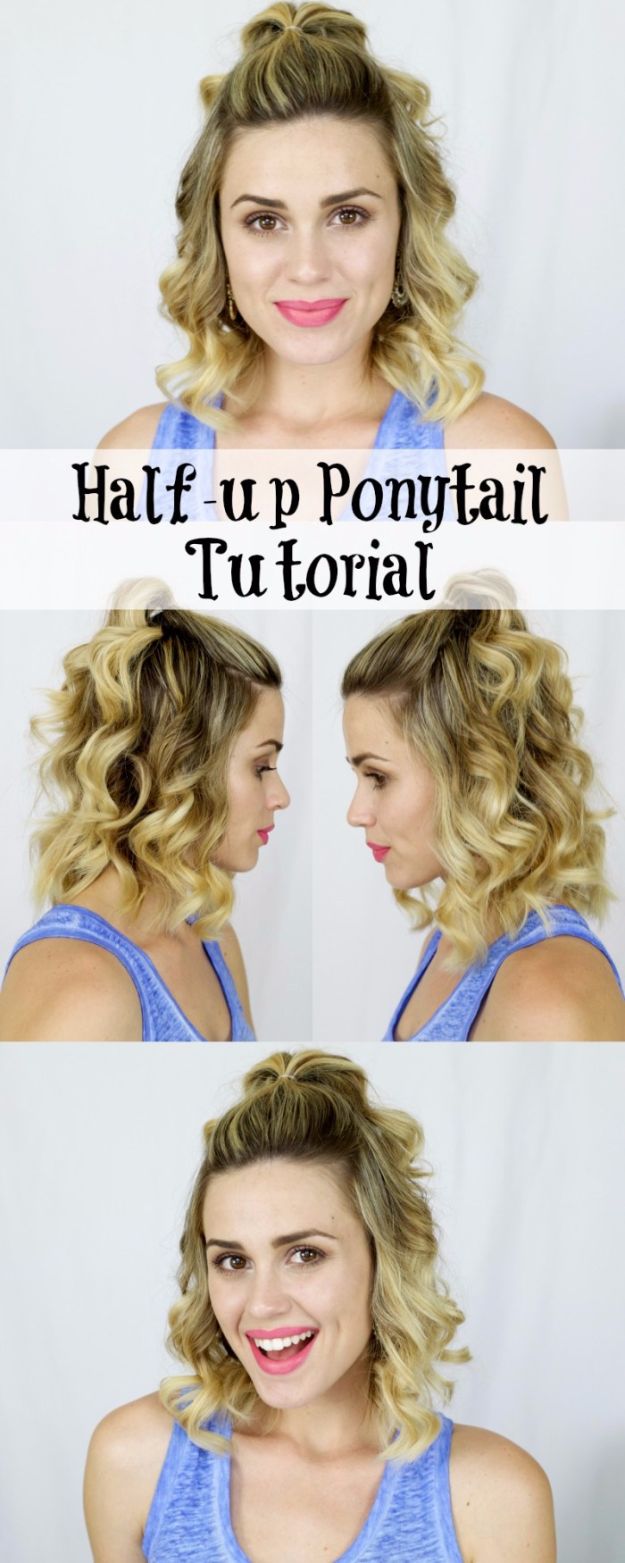 Cool Hair Tutorials for Summer - Half-up Ponytail - Easy Hairstyles and Creative Looks for Hair - Beachy Waves, Hair Styles for Short Hair, Medium Length and Long Hair - Ponytails, Updo Ideas and Quick Last Minute Hairstyle for Teens, Teenagers and Women
