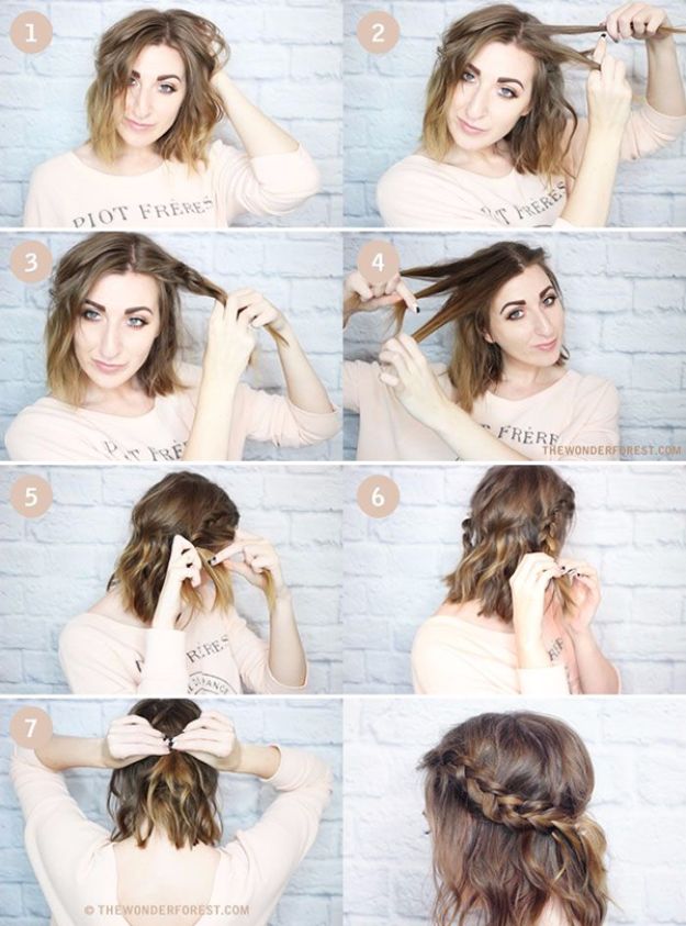 Cool Hair Tutorials for Summer - Messy Braided Crown - Easy Hairstyles and Creative Looks for Hair - Beachy Waves, Hair Styles for Short Hair, Medium Length and Long Hair - Ponytails, Updo Ideas and Quick Last Minute Hairstyle for Teens, Teenagers and Women 