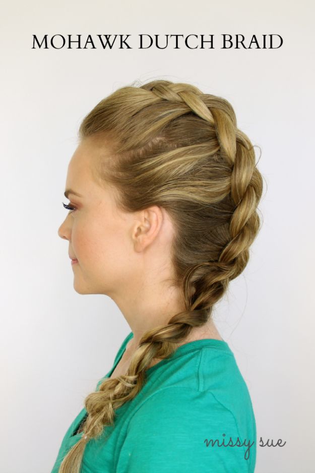 Cool Hair Tutorials for Summer - Mohawk Dutch Braid - Easy Hairstyles and Creative Looks for Hair - Beachy Waves, Hair Styles for Short Hair, Medium Length and Long Hair - Ponytails, Updo Ideas and Quick Last Minute Hairstyle for Teens, Teenagers and Women