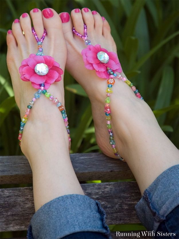 Cool Summer Fashions for Teens - Summer Beaded Barefoot Sandals - Easy Sewing Projects and No Sew Crafts for Fun Fashion for Teenagers - DIY Clothes, Shoes and Accessories for Summertime Looks - Cheap and Creative Ways to Dress on A Budget 