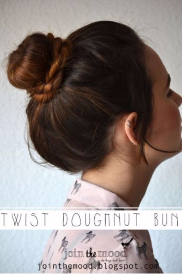 Cool Hair Tutorials for Summer - Twist Doughnut Bun - Easy Hairstyles and Creative Looks for Hair - Beachy Waves, Hair Styles for Short Hair, Medium Length and Long Hair - Ponytails, Updo Ideas and Quick Last Minute Hairstyle for Teens, Teenagers and Women