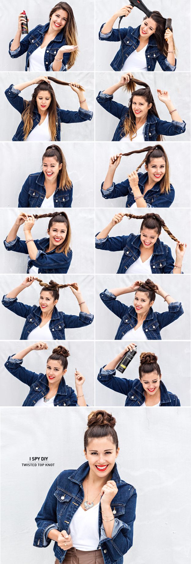 Cool Hair Tutorials for Summer - Twisted Top Knot - Easy Hairstyles and Creative Looks for Hair - Beachy Waves, Hair Styles for Short Hair, Medium Length and Long Hair - Ponytails, Updo Ideas and Quick Last Minute Hairstyle for Teens, Teenagers and Women