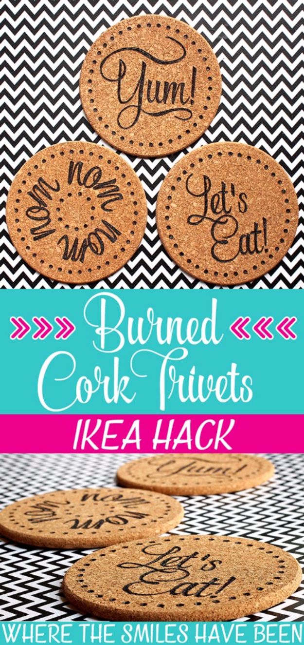 Cheap Crafts for Teens - DIY Burned IKEA Cork Trivets - Inexpensive DIY Projects for Teenagers and Tweens - Cute Room Decor, School Supplies, Accessories and Clothing You Can Make On A Budget - Fun Dollar Store Crafts - Cool DIY Gift Ideas for Christmas, Birthdays, BFF gifts and more - Step by Step Tutorials and Instructions #cheapcrafts #dollarstorecrafts #teencrafts #dollartreecrafts