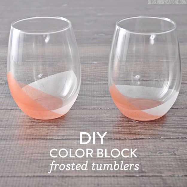 Cheap Crafts for Teens - DIY Color Block Frosted Tumblers - Inexpensive DIY Projects for Teenagers and Tweens - Cute Room Decor, School Supplies, Accessories and Clothing You Can Make On A Budget - Fun Dollar Store Crafts - Cool DIY Gift Ideas for Christmas, Birthdays, BFF gifts and more - Step by Step Tutorials and Instructions #cheapcrafts #dollarstorecrafts #teencrafts #dollartreecrafts