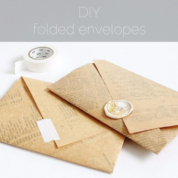 Cheap Crafts for Teens - DIY Folded Envelopes - Inexpensive DIY Projects for Teenagers and Tweens - Cute Room Decor, School Supplies, Accessories and Clothing You Can Make On A Budget - Fun Dollar Store Crafts - Cool DIY Gift Ideas for Christmas, Birthdays, BFF gifts and more - Step by Step Tutorials and Instructions #cheapcrafts #dollarstorecrafts #teencrafts #dollartreecrafts