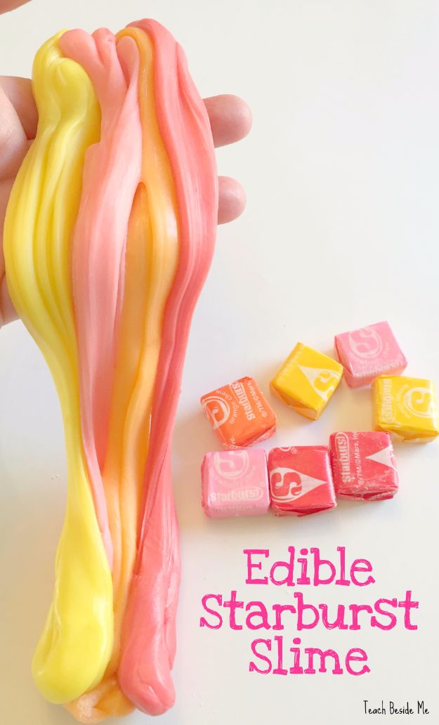 Best DIY Slime Recipes - Edible Slime Recipe From Starburst Candy - Cool and Easy Slime Recipe and Tutorials - Ideas Without Glue, Without Borax, For Kids, With Liquid Starch, Cornstarch and Laundry Detergent - How to Make Slime at Home - Fun Crafts and DIY Projects for Teens, Kids, Teenagers and Teens - Galaxy and Glitter Slime, Edible Slime, Rainbow Colored Slime, Shaving Cream recipes and more fun crafts and slimes #slimerecipes #slime #diyslime #teencrafts