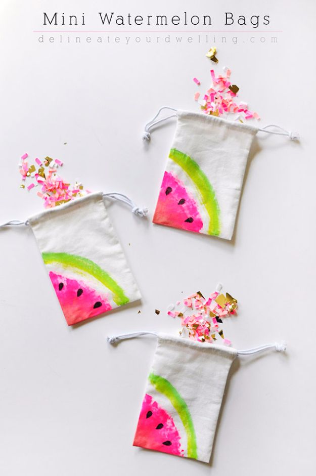 Cheap Crafts for Teens - Mini Watermelon Bags - Inexpensive DIY Projects for Teenagers and Tweens - Cute Room Decor, School Supplies, Accessories and Clothing You Can Make On A Budget - Fun Dollar Store Crafts - Cool DIY Gift Ideas for Christmas, Birthdays, BFF gifts and more - Step by Step Tutorials and Instructions #cheapcrafts #dollarstorecrafts #teencrafts #dollartreecrafts
