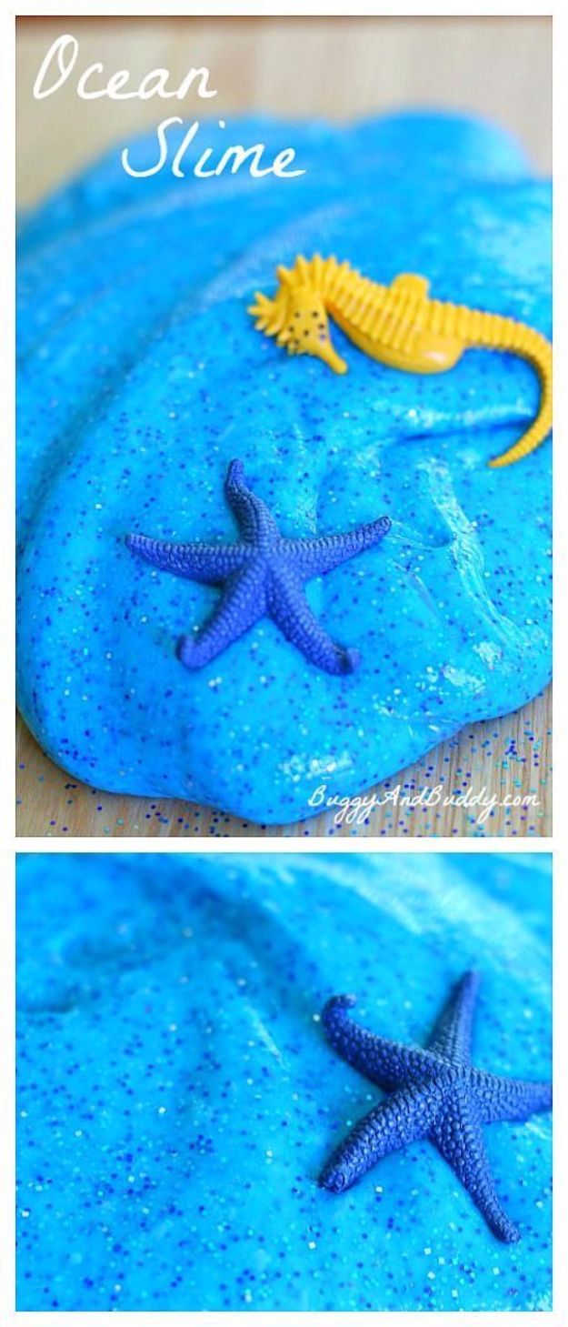 Cool DIY Slime Recipes for Kids to Make At Home- Ocean Slime Recipes - Cool and Easy Slime Recipe and Tutorials - Ideas Without Glue, Without Borax, For Kids, With Liquid Starch, Cornstarch and Laundry Detergent - How to Make Slime at Home - Fun Crafts and DIY Projects for Teens, Kids, Teenagers and Teens - Galaxy and Glitter Slime, Edible Slime, Rainbow Colored Slime, Shaving Cream recipes and more fun crafts and slimes #slimerecipes #slime #diyslime #teencrafts
