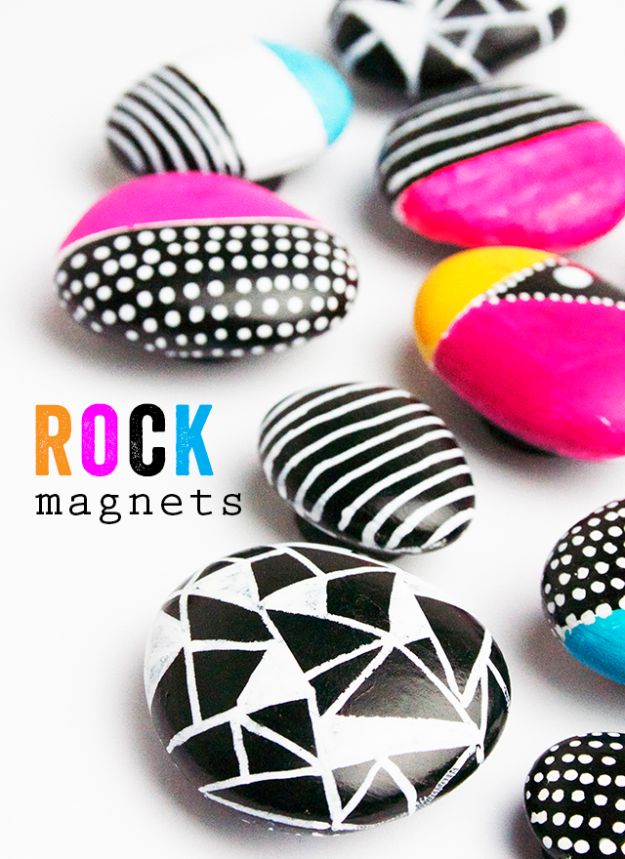 Cheap Crafts for Teens - Rock Magnets - Inexpensive DIY Projects for Teenagers and Tweens - Cute Room Decor, School Supplies, Accessories and Clothing You Can Make On A Budget - Fun Dollar Store Crafts - Cool DIY Gift Ideas for Christmas, Birthdays, BFF gifts and more - Step by Step Tutorials and Instructions #cheapcrafts #dollarstorecrafts #teencrafts #dollartreecrafts