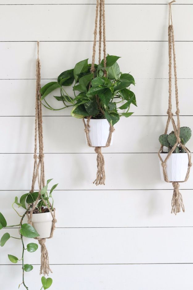 Cheap Crafts for Teens - Simple DIY Macrame Plant Hanger - Inexpensive DIY Projects for Teenagers and Tweens - Cute Room Decor, School Supplies, Accessories and Clothing You Can Make On A Budget - Fun Dollar Store Crafts - Cool DIY Gift Ideas for Christmas, Birthdays, BFF gifts and more - Step by Step Tutorials and Instructions #cheapcrafts #dollarstorecrafts #teencrafts #dollartreecrafts