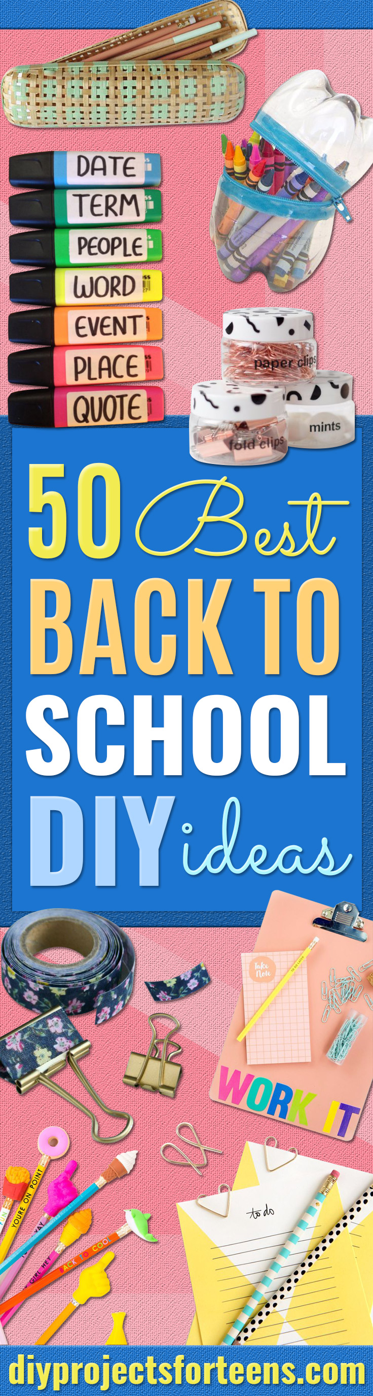 DYI School Supplies - Easy DIY Crafts and Do It Yourself Ideas for Back To School - Pencils, Notebooks, Backpacks and Fun Gear for Going Back To Class - Creative DIY Projects for Cheap School Supplies - Cute Crafts for Teens and Kids #backtoschool #teencrafts #kidscrafts #teen #diyideas #crafts