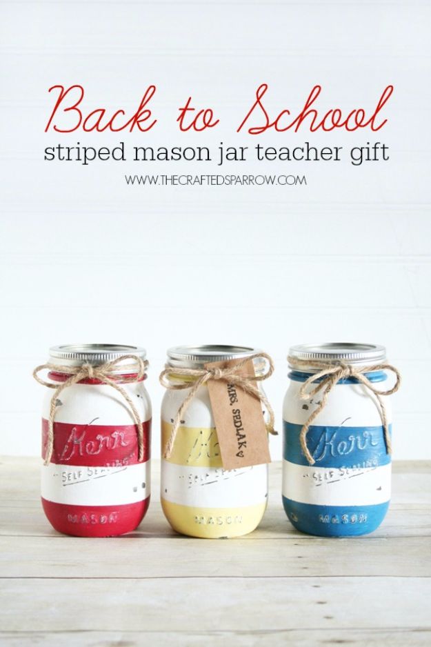 DIY School Supplies - Back To School Mason Jar Teacher Gift - Easy Crafts and Do It Yourself Ideas for Back To School - Pencils, Notebooks, Backpacks and Fun Gear for Going Back To Class - Creative DIY Projects for Cheap School Supplies - Cute Crafts for Teens and Kids #backtoschool #teencrafts #kidscrafts #teen #diyideas #crafts