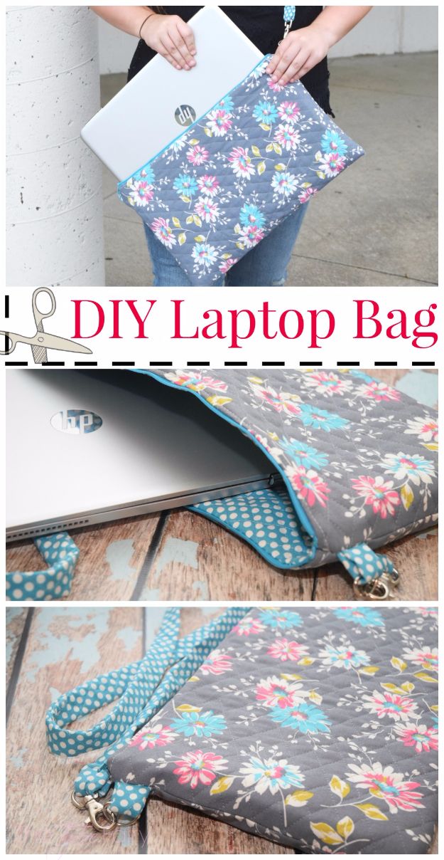 DIY School Supplies - DIY Laptop Bag - Easy Crafts and Do It Yourself Ideas for Back To School - Pencils, Notebooks, Backpacks and Fun Gear for Going Back To Class - Creative DIY Projects for Cheap School Supplies - Cute Crafts for Teens and Kids #backtoschool #teencrafts #kidscrafts #teen #diyideas #crafts