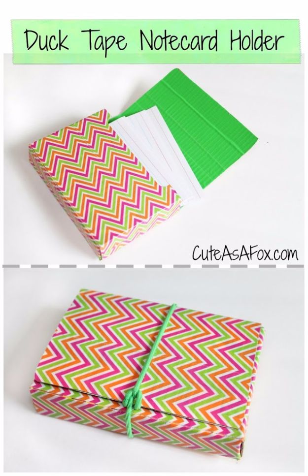 DIY School Supplies - Duct Tape Note Card Holder - Easy Crafts and Do It Yourself Ideas for Back To School - Pencils, Notebooks, Backpacks and Fun Gear for Going Back To Class - Creative DIY Projects for Cheap School Supplies - Cute Crafts for Teens and Kids #backtoschool #teencrafts #kidscrafts #teen #diyideas #crafts