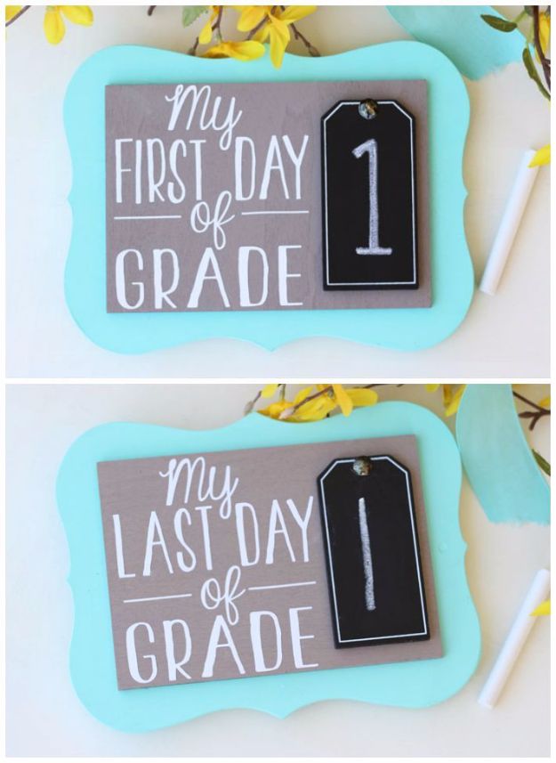 DIY School Supplies - First Day of School Photo Prop - Easy Crafts and Do It Yourself Ideas for Back To School - Pencils, Notebooks, Backpacks and Fun Gear for Going Back To Class - Creative DIY Projects for Cheap School Supplies - Cute Crafts for Teens and Kids #backtoschool #teencrafts #kidscrafts #teen #diyideas #crafts