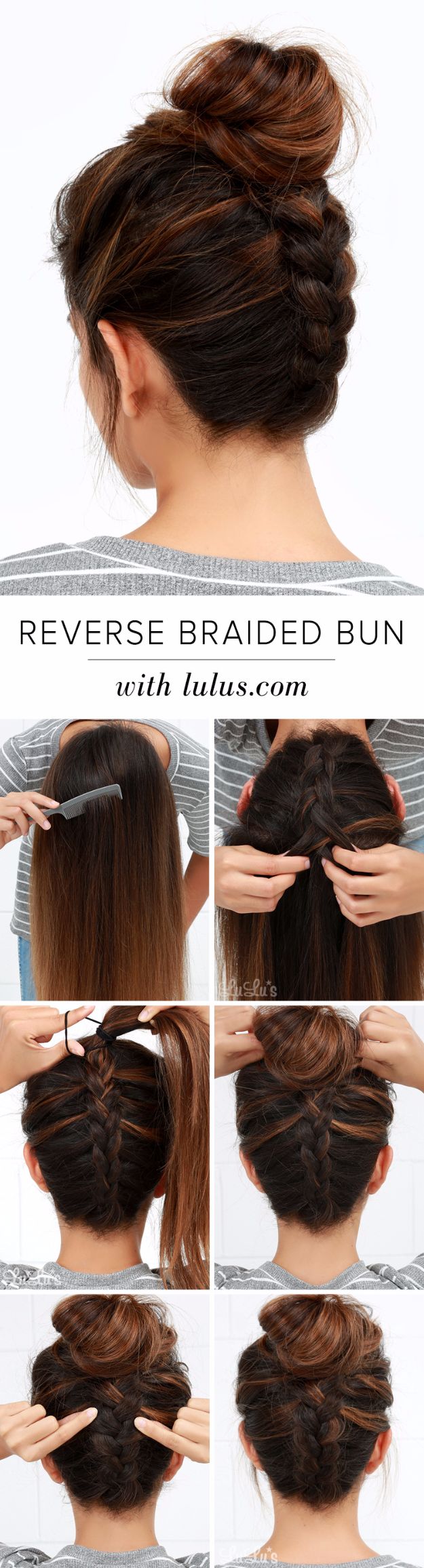 Easy Braids With Tutorials - Reverse Braided Bun - Cute Braiding Tutorials for Teens, Girls and Women - Easy Step by Step Braid Ideas - Quick Hairstyles for School - Creative Braids for Teenagers - Tutorial and Instructions for Hair Braiding 