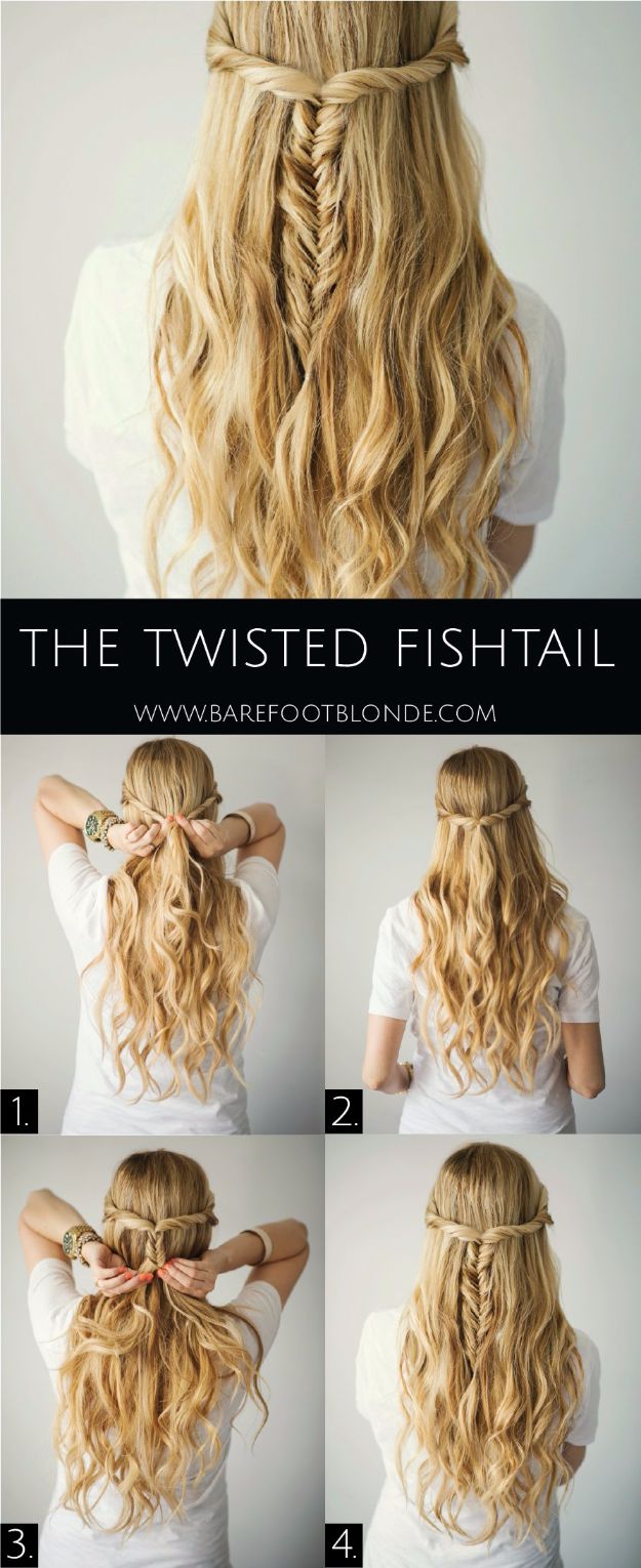 Easy Braids With Tutorials - Twisted Fishtail - Cute Braiding Tutorials for Teens, Girls and Women - Easy Step by Step Braid Ideas - Quick Hairstyles for School - Creative Braids for Teenagers - Tutorial and Instructions for Hair Braiding 