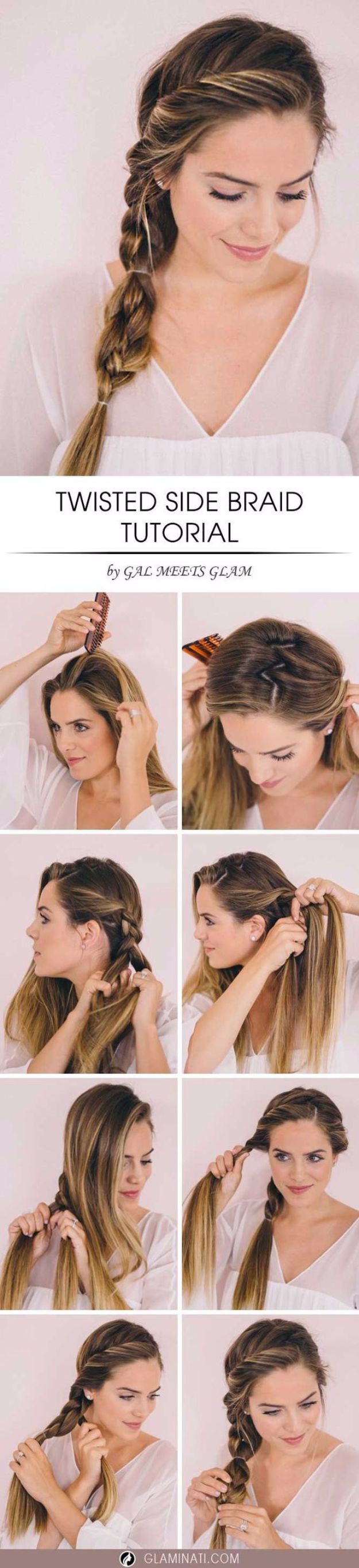 Easy Braids With Tutorials - Twisted Side Braid - Cute Braiding Tutorials for Teens, Girls and Women - Easy Step by Step Braid Ideas - Quick Hairstyles for School - Creative Braids for Teenagers - Tutorial and Instructions for Hair Braiding