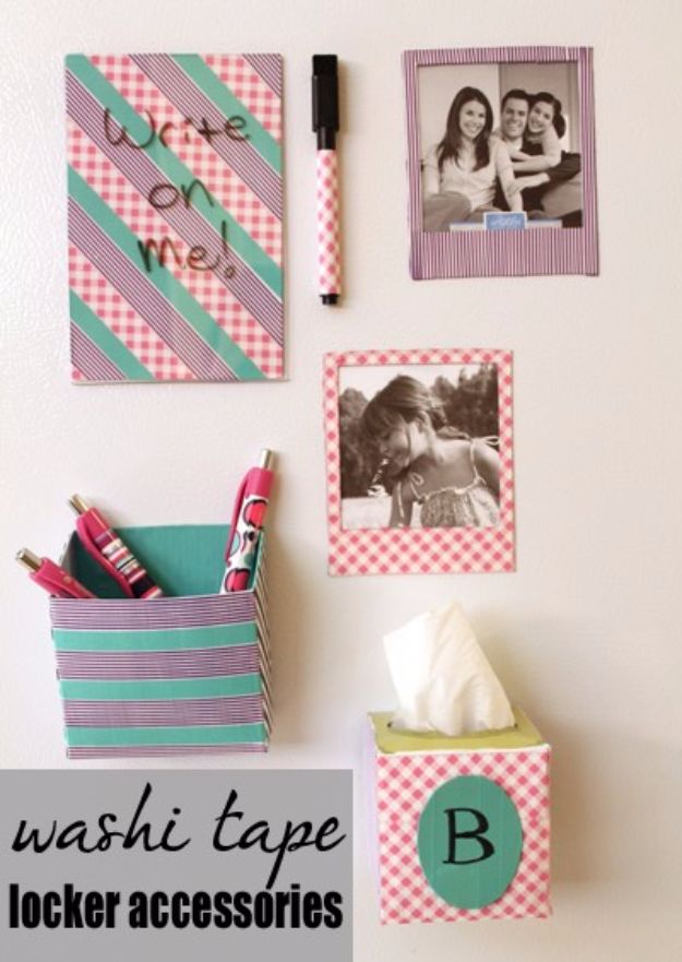 DIY School Supplies - Washi Tape Locker Accessories - Easy Crafts and Do It Yourself Ideas for Back To School - Pencils, Notebooks, Backpacks and Fun Gear for Going Back To Class - Creative DIY Projects for Cheap School Supplies - Cute Crafts for Teens and Kids #backtoschool #teencrafts #kidscrafts #teen #diyideas #crafts