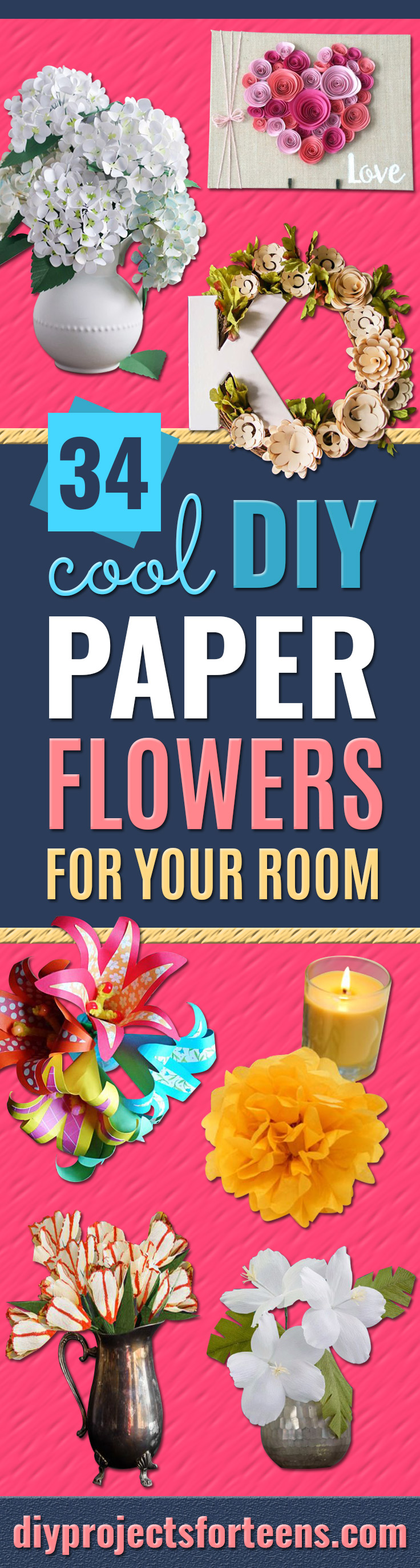 DIY Paper Flowers For Your Room - How To Make A Paper Flower - Large Wedding Backdrop for Wall Decor - Easy Tissue Paper Flower Tutorial for Kids - Giant Projects for Photo Backdrops - Daisy, Roses, Bouquets, Centerpieces - Cricut Template and Step by Step Tutorial #papercrafts #paperflowers #teencrafts