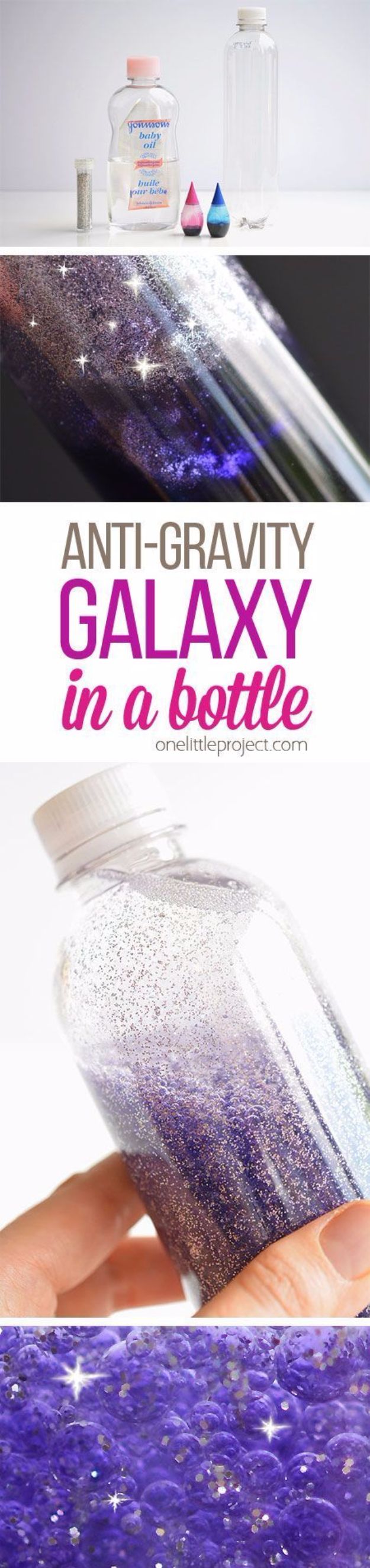 Galaxy DIY Crafts - Anti-Gravity Galaxy in a Bottle - Easy Room Decor, Cool Clothes, Fun Fabric Ideas and Painting Projects - Food, Cookies and Cupcake Recipes - Nebula Galaxy In A Jar - Art for Your Bedroom - Shirt, Backpack, Soap, Decorations for Teens, Kids and Adults