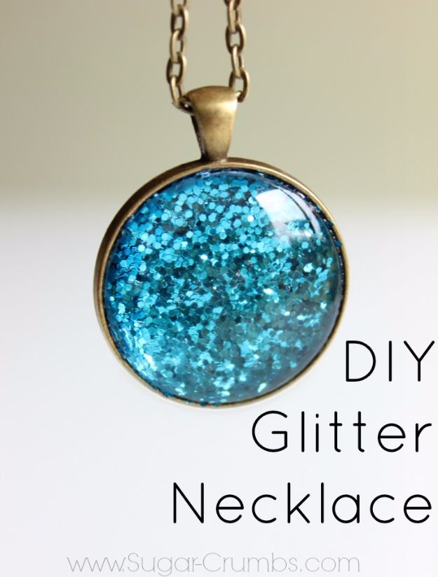 DIY Ideas WIth Glitter - DIY Glitter Necklace - Easy Crafts and Projects for Decoration, Gifts, and Bedroom Decor - How To Make Ombre, Mod Podge and Glitter Mason Jar Gift Ideas For Teens - Easy Clothes and Makeup Crafts For Teenagers #diyideas #glitter #crafts
