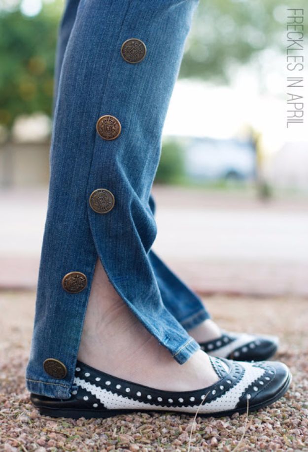 DIY Jeans Makeovers - DIY Knockoff Chanel Pants - Easy Crafts and Tutorials to Refashion and Upcycle Your Jeans and Create Ripped, Distressed, Bleach, Lace Edge, Cut Off, Skinny, Shorts, Skirts, Galaxy and Painted Jeans Ideas - Cool Denim Fashions for Teens, Teenagers, Women #diyideas #diyclothes #clothinghacks #teencrafts