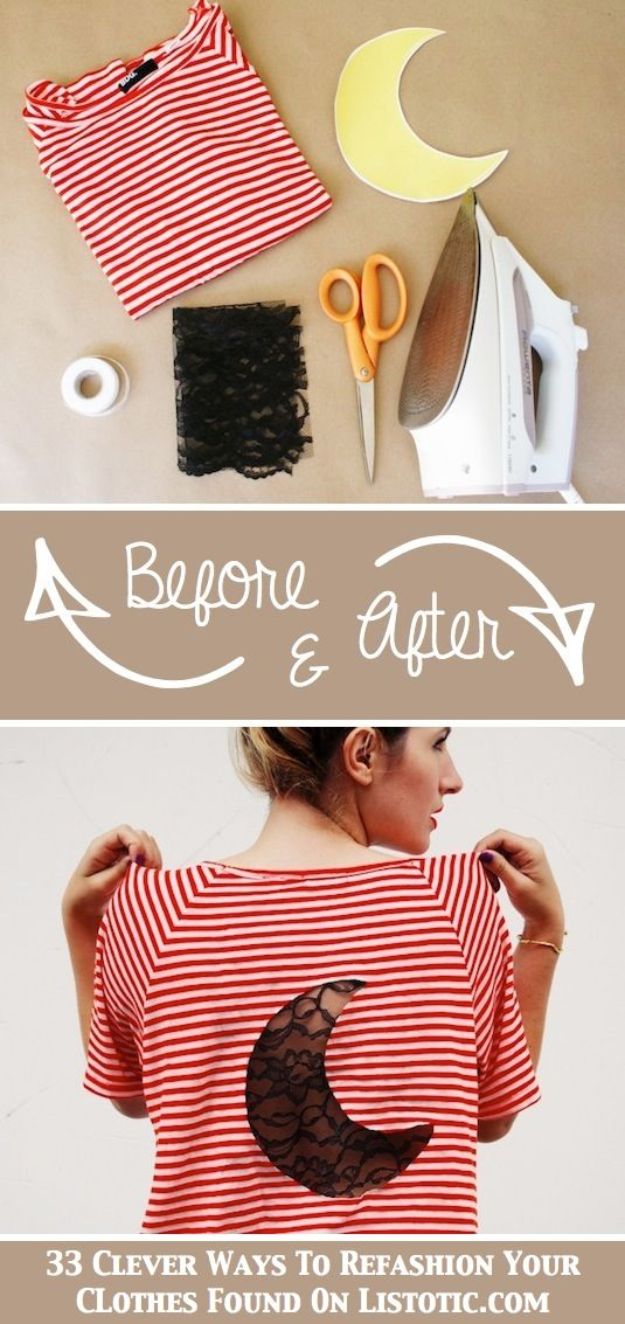 T-Shirt Makeovers - DIY Lace Insert Tee - Fun Upcycle Ideas for Tees - How To Make Simple Awesome Summer Style Projects - Cute Sleeve and Neckline Ideas - Cheap and Easy Ways To Upcycle Tshirts for Fun Clothes and Fashion - Quick Projects for Teens and Teenagers on A Budget #teenfashion #tshirtideas #teencrafts