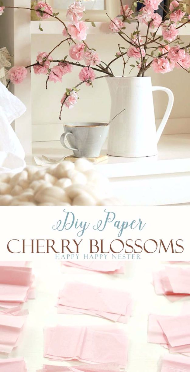DIY Paper Flowers For Your Room - DIY Paper Cherry Blossoms - How To Make A Paper Flower - Large Wedding Backdrop for Wall Decor - Easy Tissue Paper Flower Tutorial for Kids - Giant Projects for Photo Backdrops - Daisy, Roses, Bouquets, Centerpieces - Cricut Template and Step by Step Tutorial #papercrafts #paperflowers #teencrafts