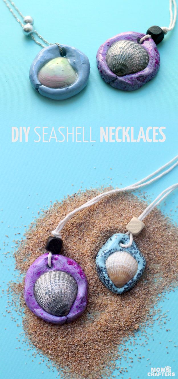DIY Mermaid Crafts - DIY Seashell Necklaces - How To Make Room Decorations, Art Projects, Jewelry, and Makeup For Kids, Teens and Teenagers - Mermaid Costume Tutorials - Fun Clothes, Pillow Projects, Mermaid Tail Tutorial