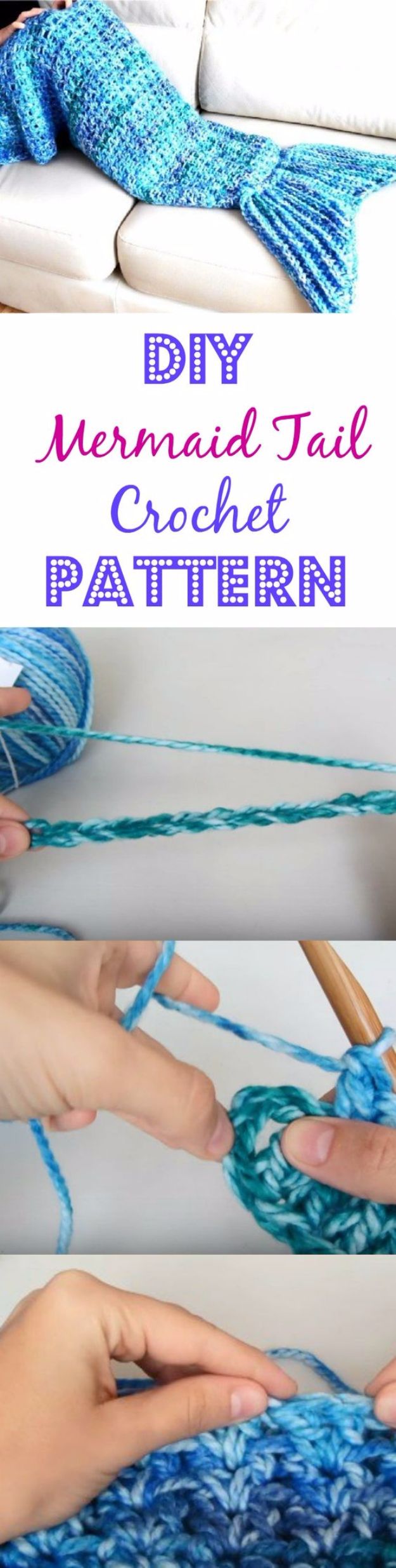 DIY Mermaid Crafts - Easy DIY Mermaid Tail Crochet Pattern - How To Make Room Decorations, Art Projects, Jewelry, and Makeup For Kids, Teens and Teenagers - Mermaid Costume Tutorials - Fun Clothes, Pillow Projects, Mermaid Tail Tutorial