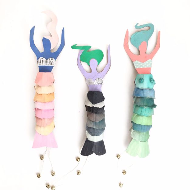 DIY Mermaid Crafts - Egg Carton Mermaid Dolls - How To Make Room Decorations, Art Projects, Jewelry, and Makeup For Kids, Teens and Teenagers - Mermaid Costume Tutorials - Fun Clothes, Pillow Projects, Mermaid Tail Tutorial