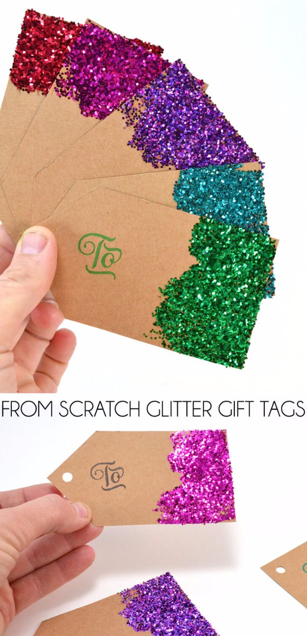 DIY Ideas WIth Glitter - From Scratch Glitter Gift Tags - Easy Crafts and Projects for Decoration, Gifts, and Bedroom Decor - How To Make Ombre, Mod Podge and Glitter Mason Jar Gift Ideas For Teens - Easy Clothes and Makeup Crafts For Teenagers #diyideas #glitter #crafts