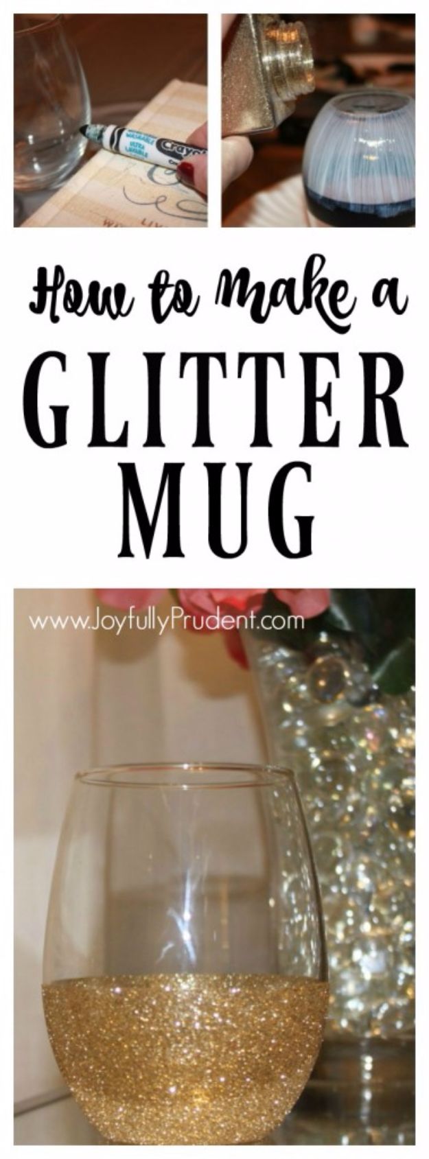 DIY Ideas WIth Glitter - Glitter Dipped Mug - Easy Crafts and Projects for Decoration, Gifts, and Bedroom Decor - How To Make Ombre, Mod Podge and Glitter Mason Jar Gift Ideas For Teens - Easy Clothes and Makeup Crafts For Teenagers #diyideas #glitter #crafts