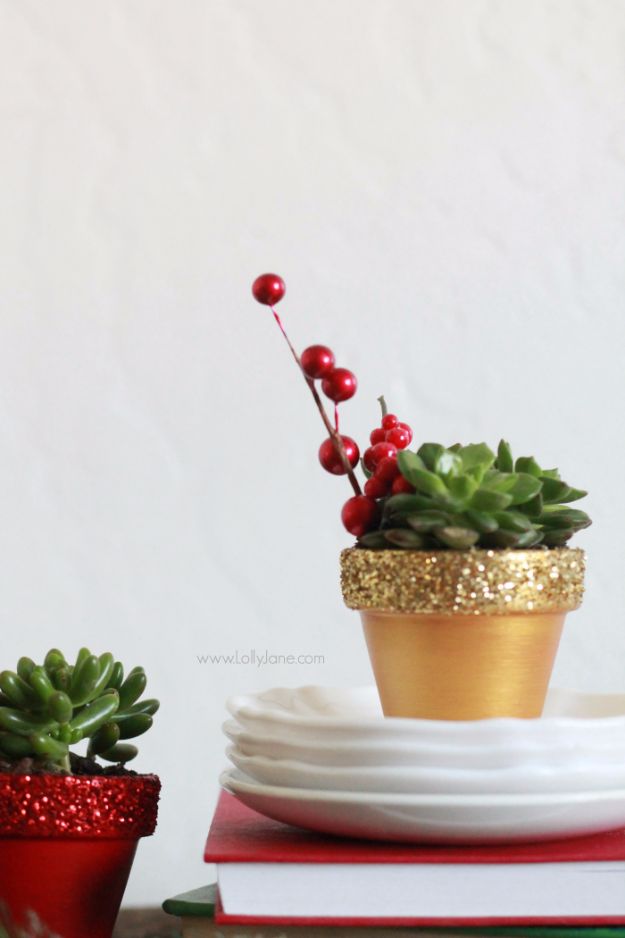 DIY Ideas WIth Glitter - Glitter Succulent Planters - Easy Crafts and Projects for Decoration, Gifts, and Bedroom Decor - How To Make Ombre, Mod Podge and Glitter Mason Jar Gift Ideas For Teens - Easy Clothes and Makeup Crafts For Teenagers #diyideas #glitter #crafts