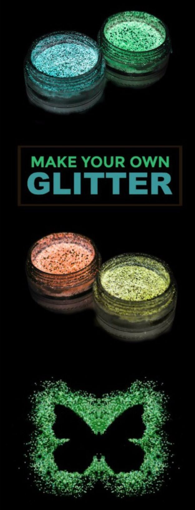 DIY Ideas WIth Glitter - Glow-in-the-Dark Glitter - Easy Crafts and Projects for Decoration, Gifts, and Bedroom Decor - How To Make Ombre, Mod Podge and Glitter Mason Jar Gift Ideas For Teens - Easy Clothes and Makeup Crafts For Teenagers #diyideas #glitter #crafts